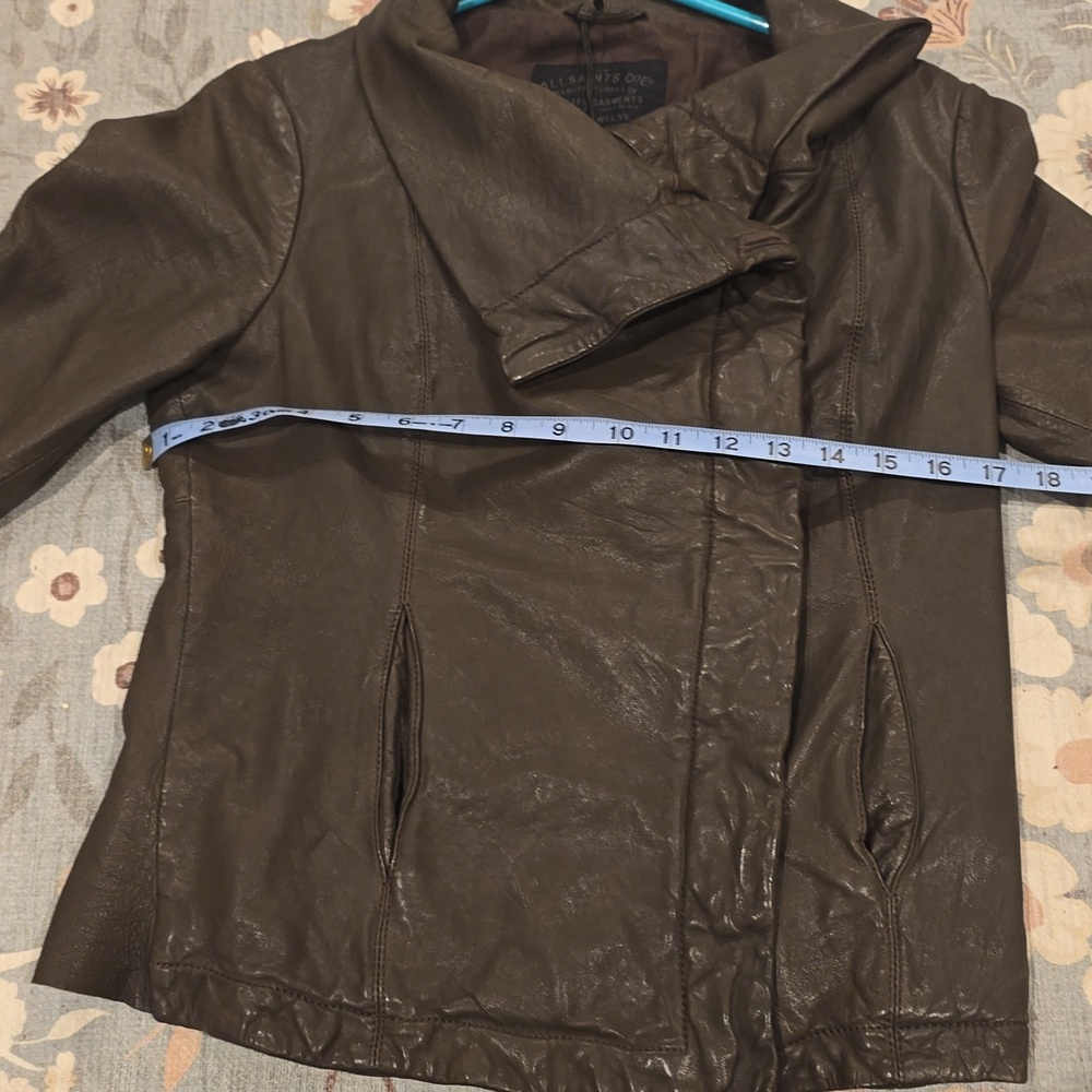 All Saints Dark Brown Leather Jacket - Picture 7 of 10
